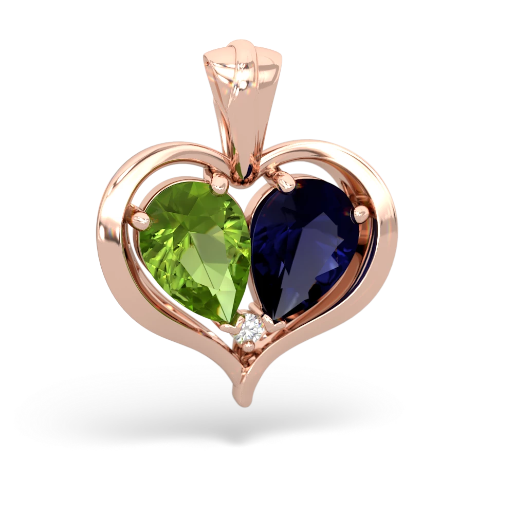 Peridot Two Become One 14K Rose Gold pendant P5330