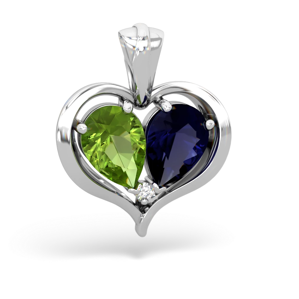 Peridot Two Become One 14K White Gold pendant P5330