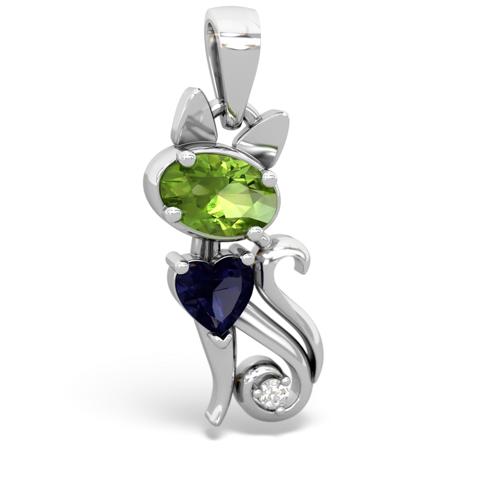 Peridot Kitten 14K White Gold pendant P5780