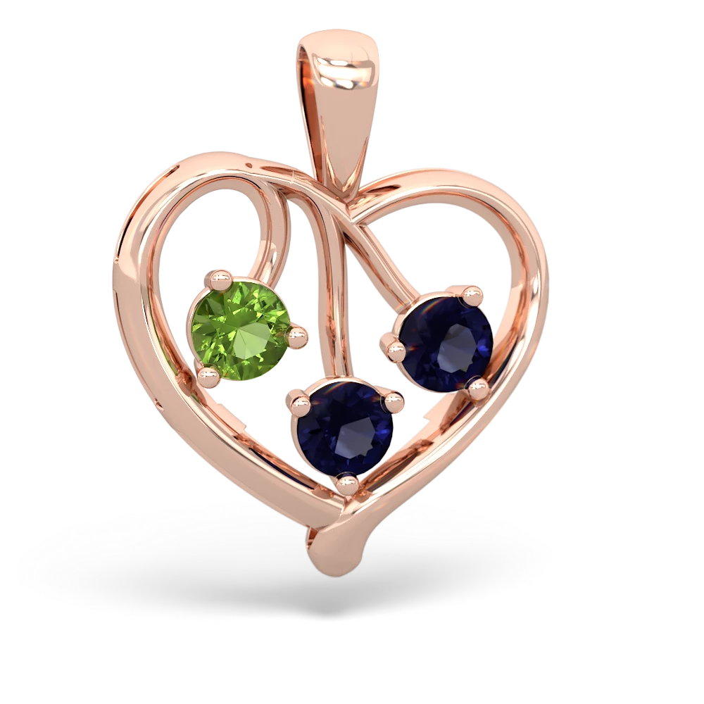 Peridot Glowing Heart 14K Rose Gold pendant P2233