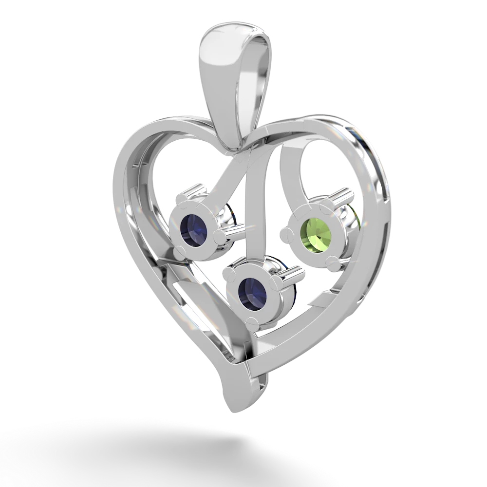 Peridot Glowing Heart 14K White Gold pendant P2233