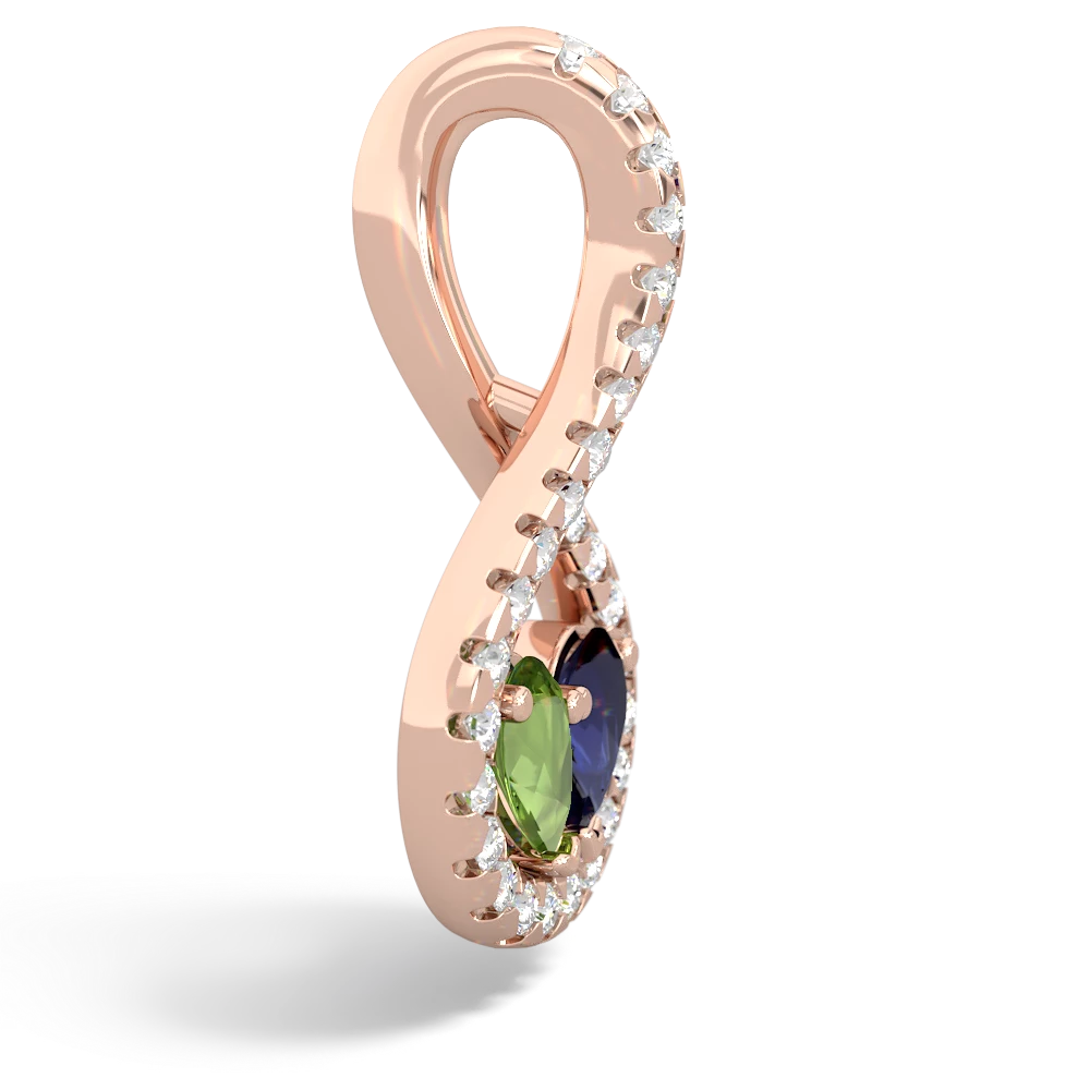 Peridot Pave Twist 'One Heart' 14K Rose Gold pendant P5360