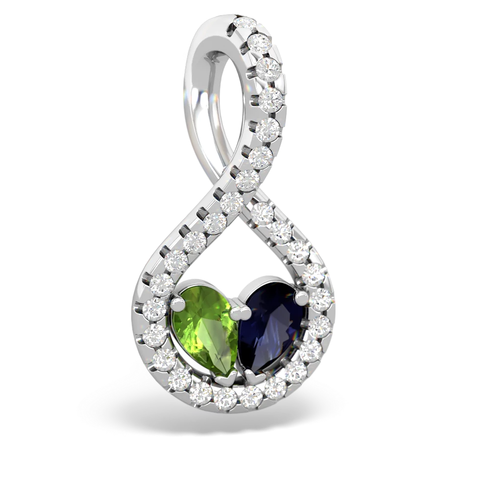 Peridot Pave Twist 'One Heart' 14K White Gold pendant P5360