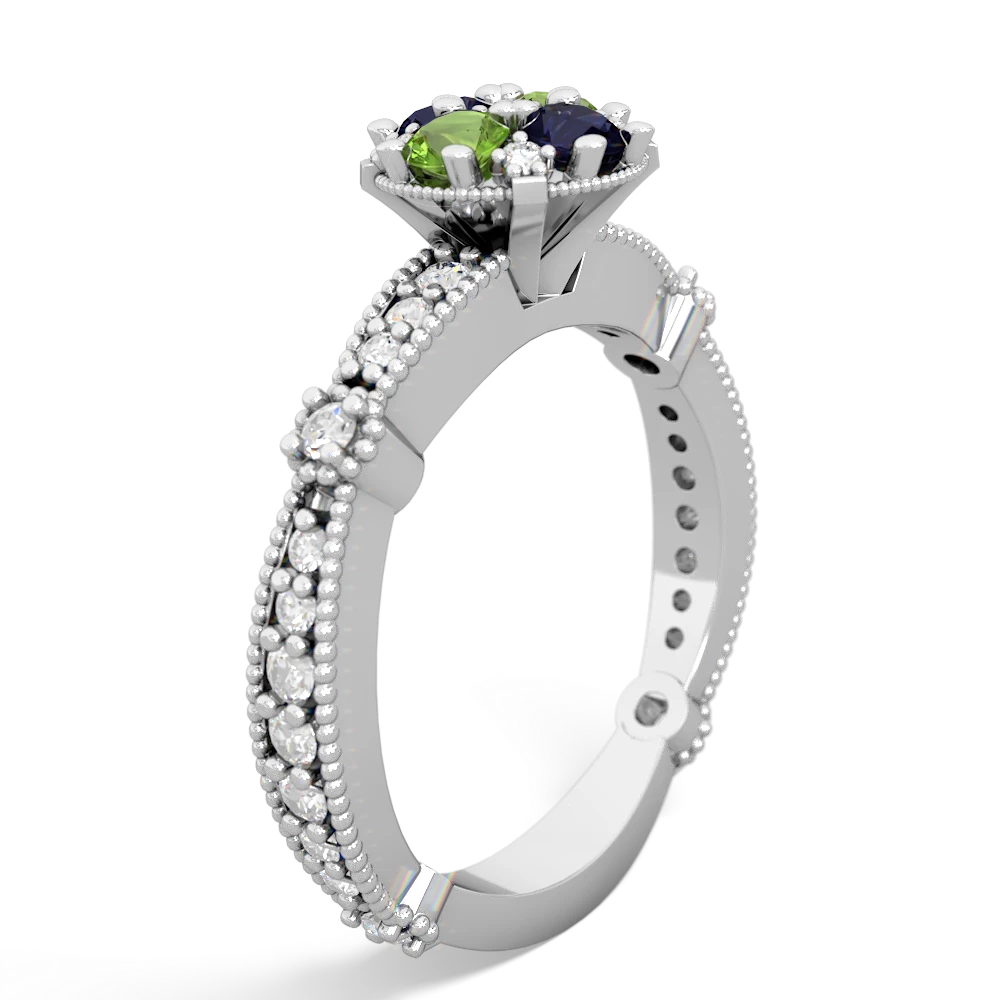 Peridot Sparkling Tiara Cluster 14K White Gold ring R26293RD