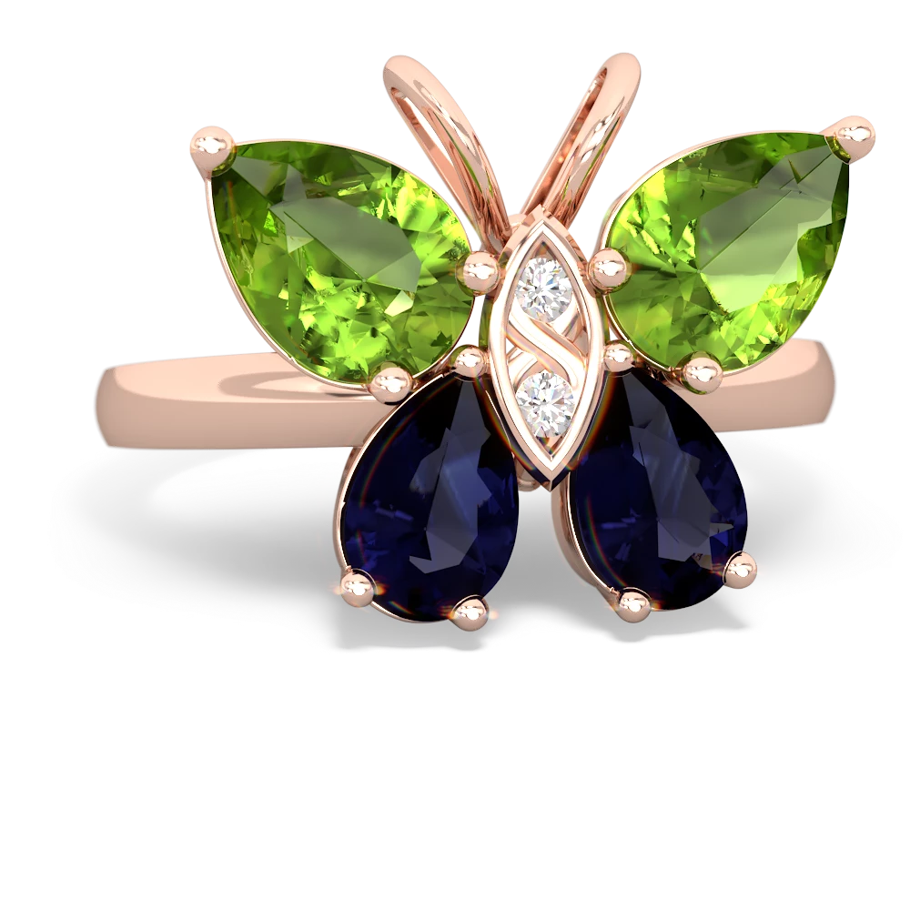 Peridot Butterfly 14K Rose Gold ring R2215