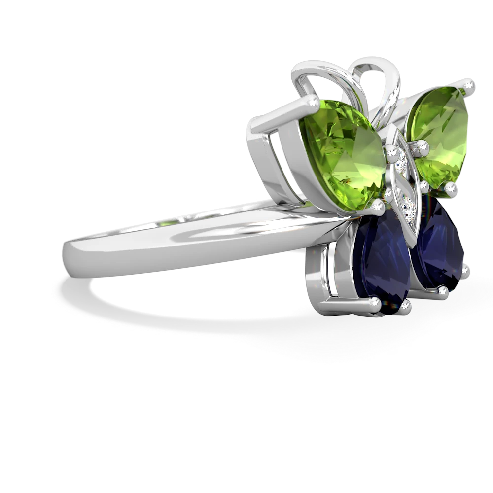 Peridot Butterfly 14K White Gold ring R2215