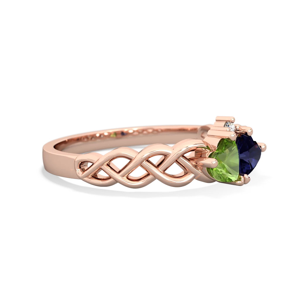 Peridot Heart To Heart Braid 14K Rose Gold ring R5870