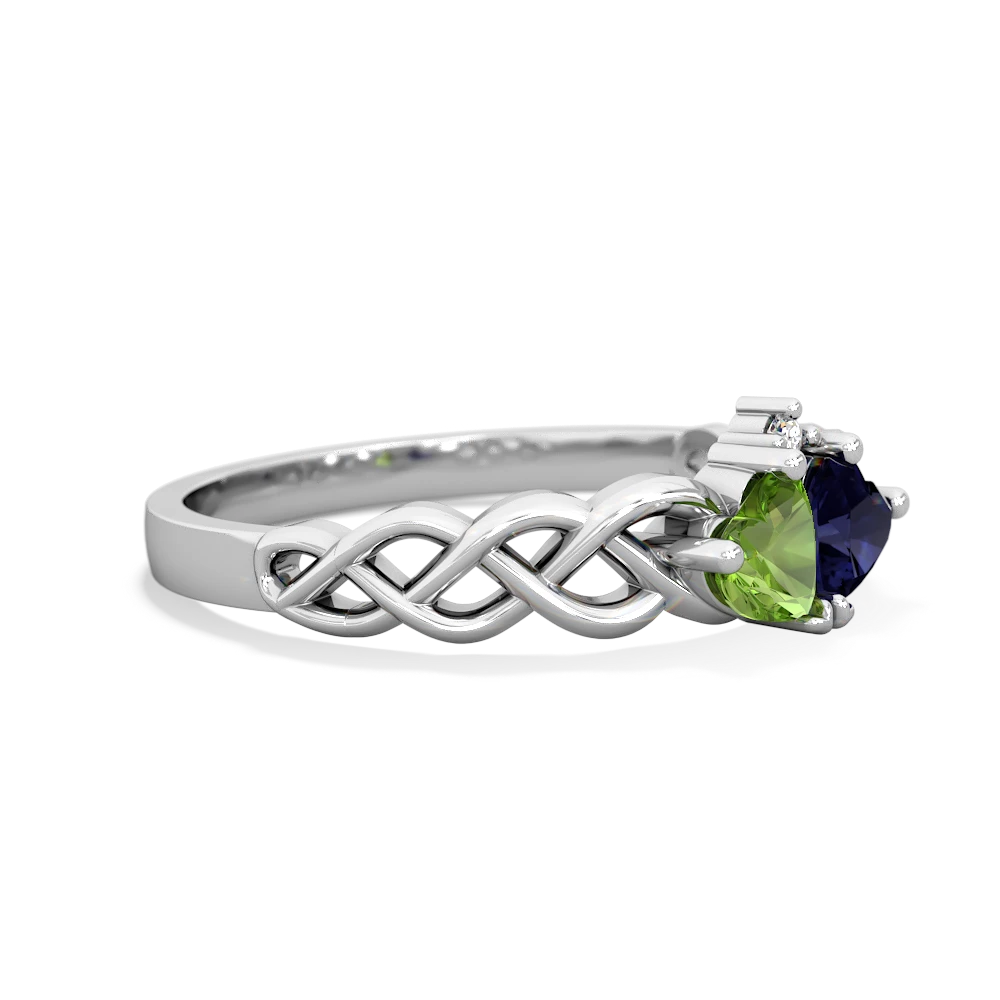 Peridot Heart To Heart Braid 14K White Gold ring R5870