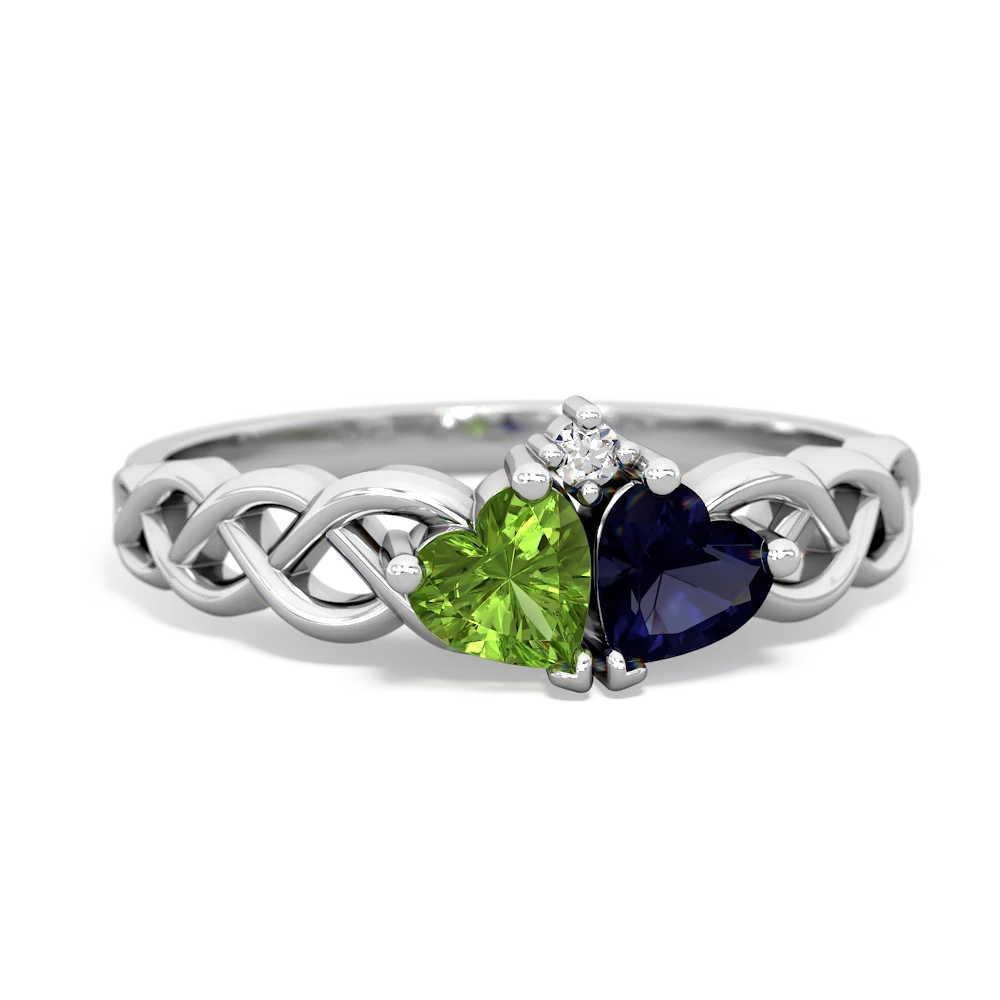 Peridot Heart To Heart Braid 14K White Gold ring R5870