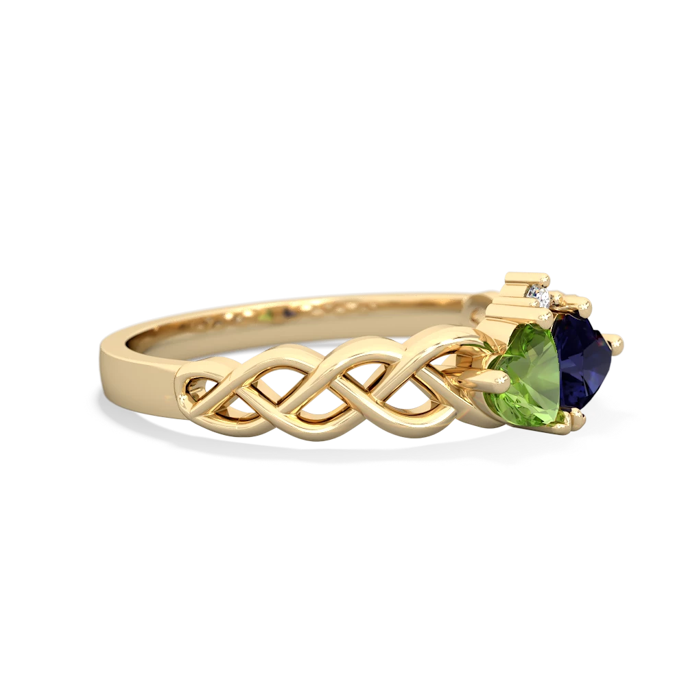 Peridot Heart To Heart Braid 14K Yellow Gold ring R5870