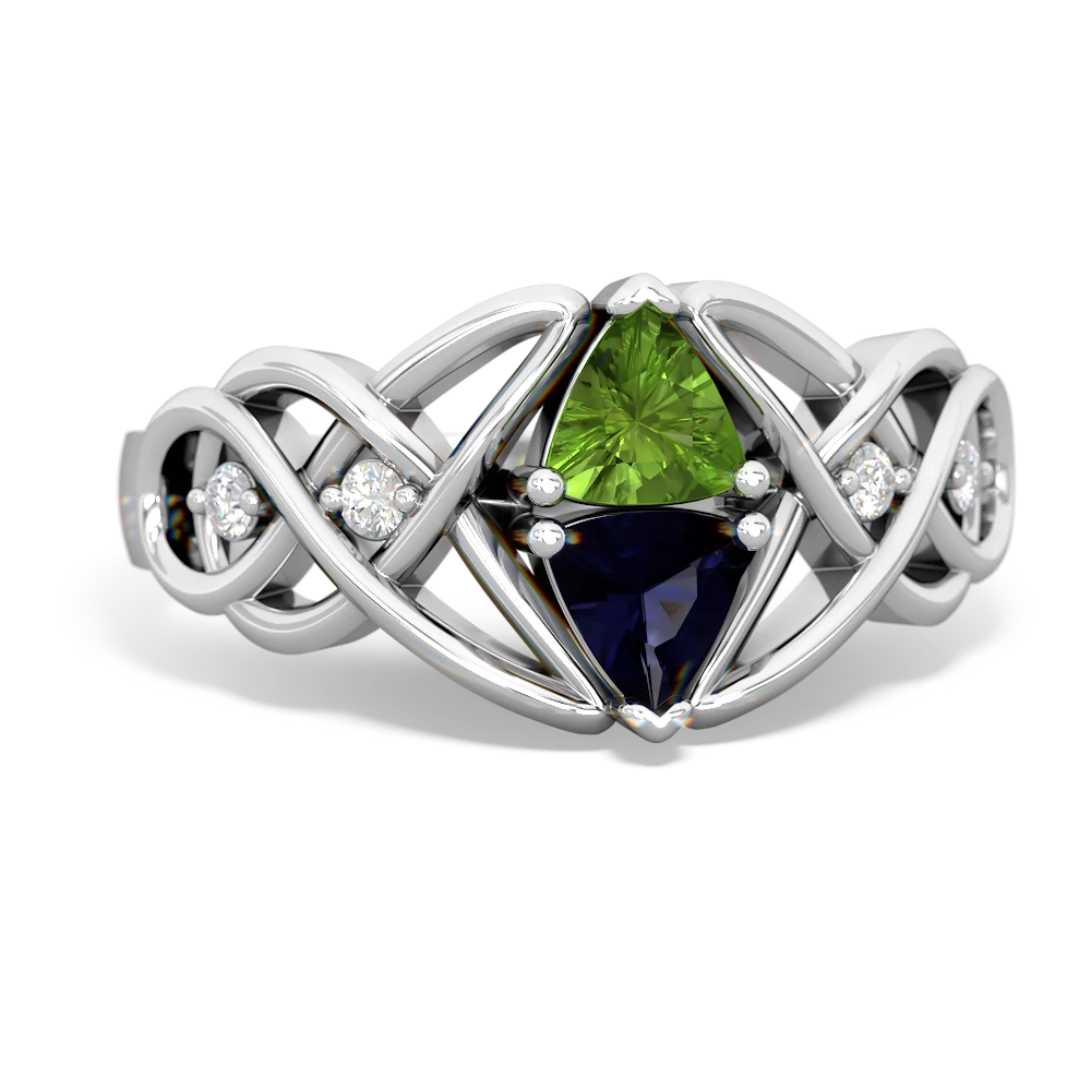 Peridot Keepsake Celtic Knot 14K White Gold ring R5300