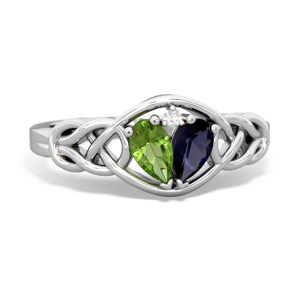 Peridot Celtic Love Knot 14K White Gold ring R5420