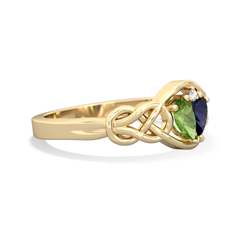 Peridot Celtic Love Knot 14K Yellow Gold ring R5420