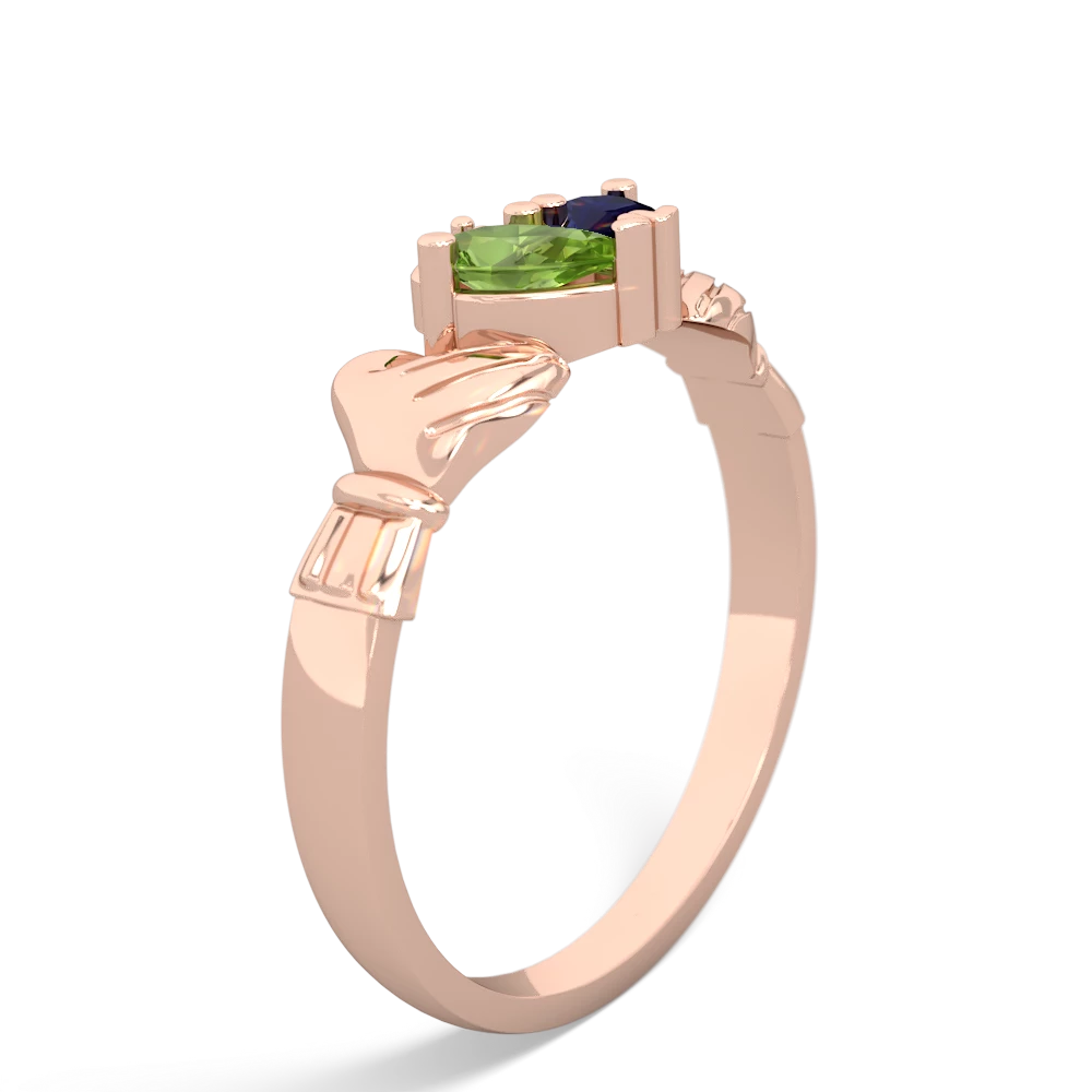 Peridot 'Our Heart' Claddagh 14K Rose Gold ring R2388