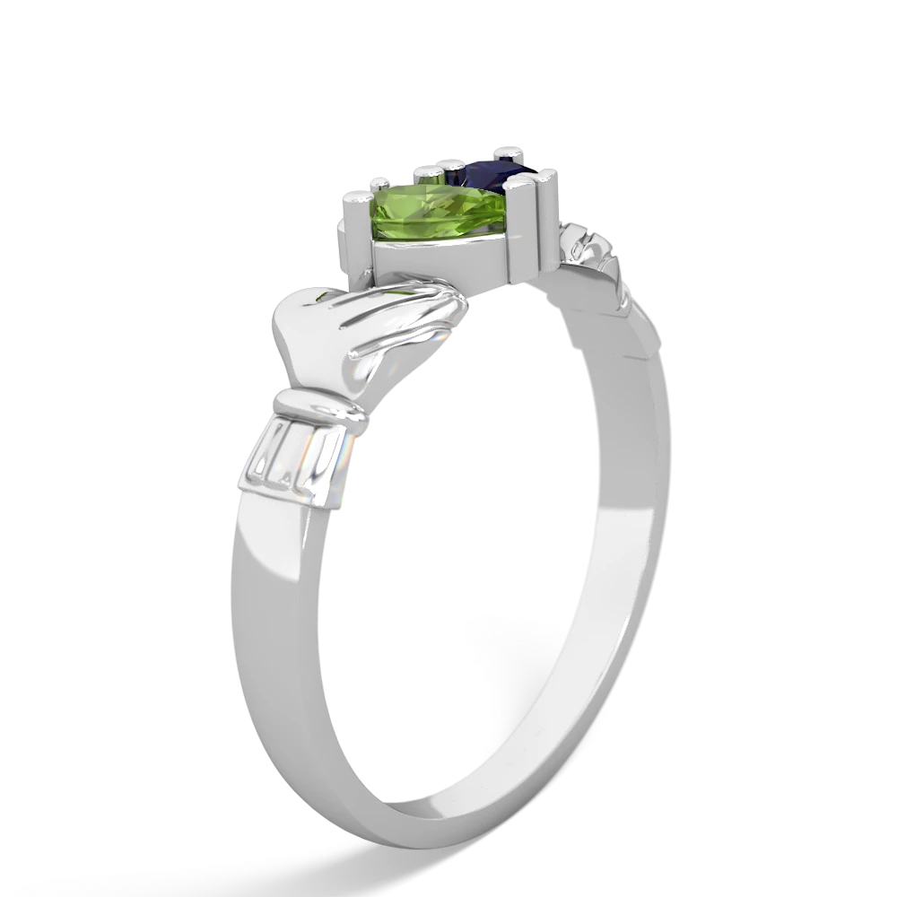 Peridot 'Our Heart' Claddagh 14K White Gold ring R2388