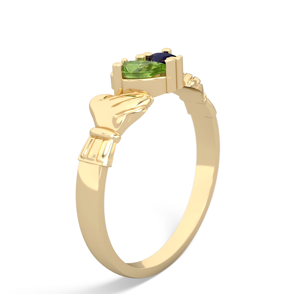 Peridot 'Our Heart' Claddagh 14K Yellow Gold ring R2388