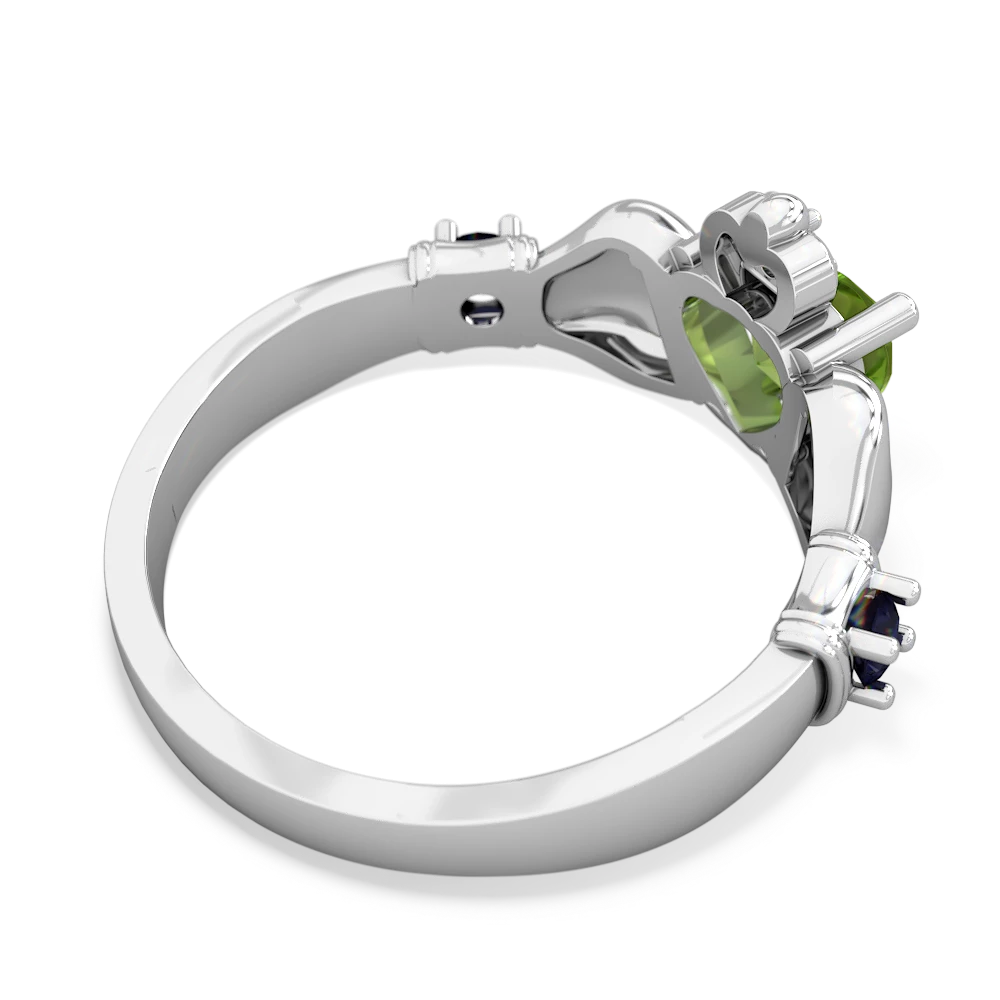 Peridot Claddagh Keepsake 14K White Gold ring R5245