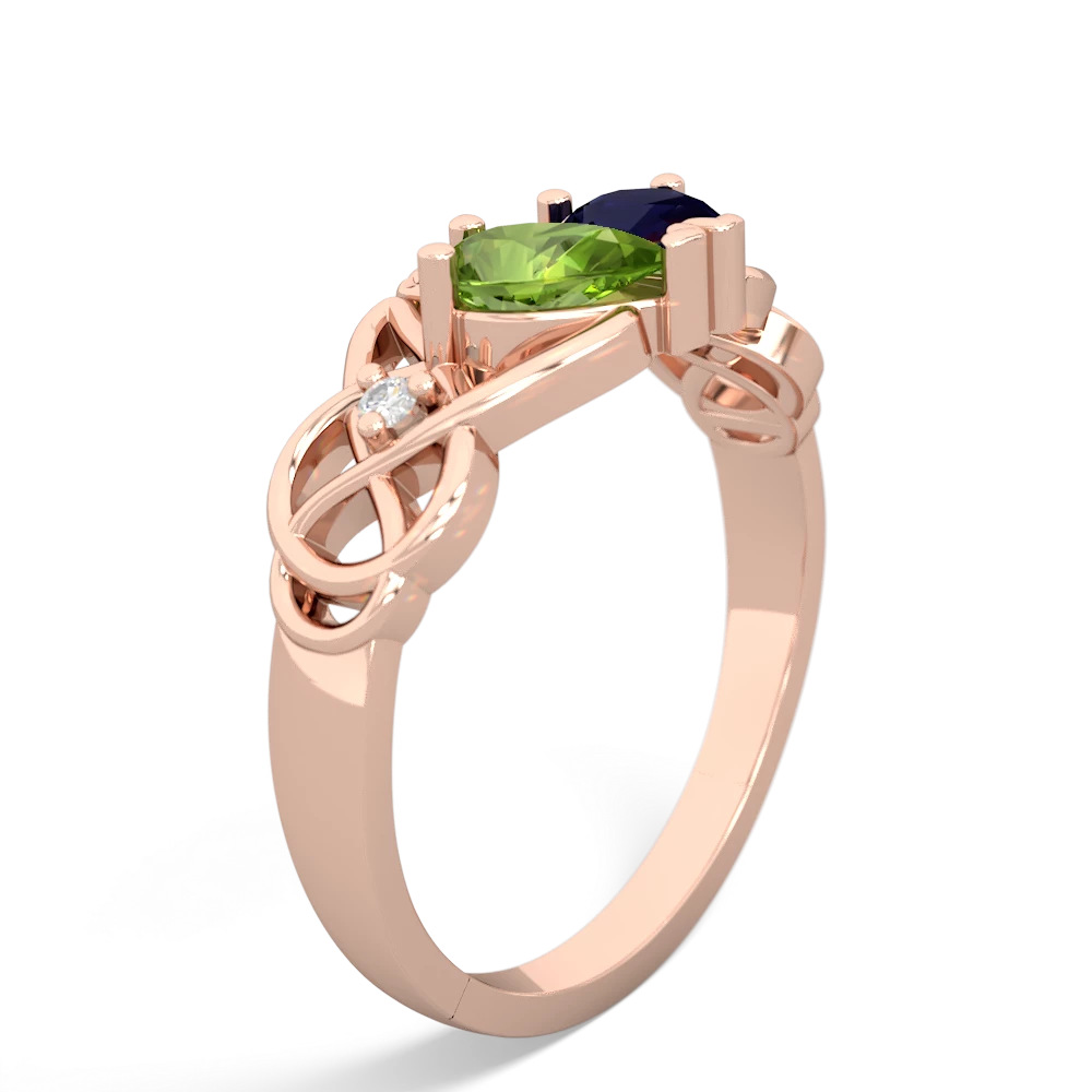 Peridot 'One Heart' Celtic Knot Claddagh 14K Rose Gold ring R5322
