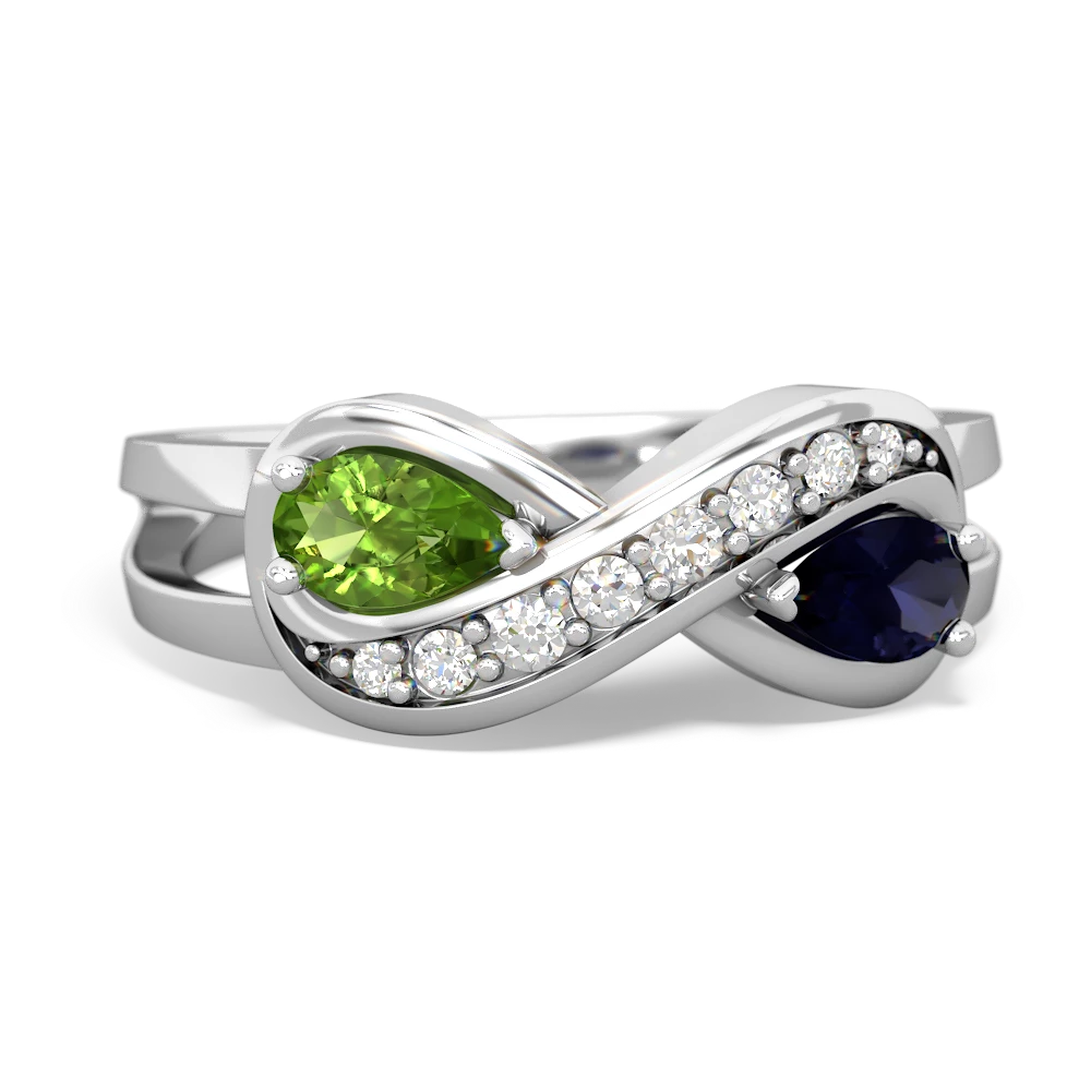 Peridot Diamond Infinity 14K White Gold ring R5390