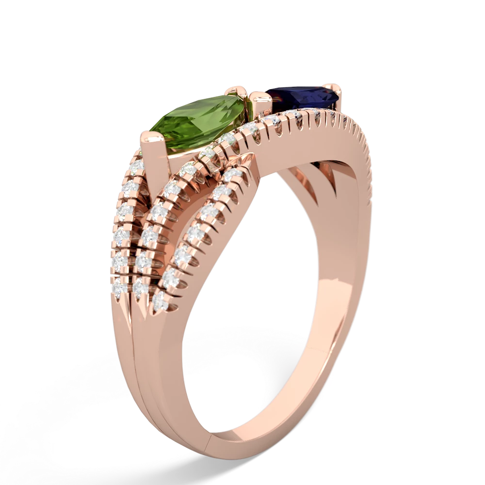 Peridot Diamond Rivers 14K Rose Gold ring R3070