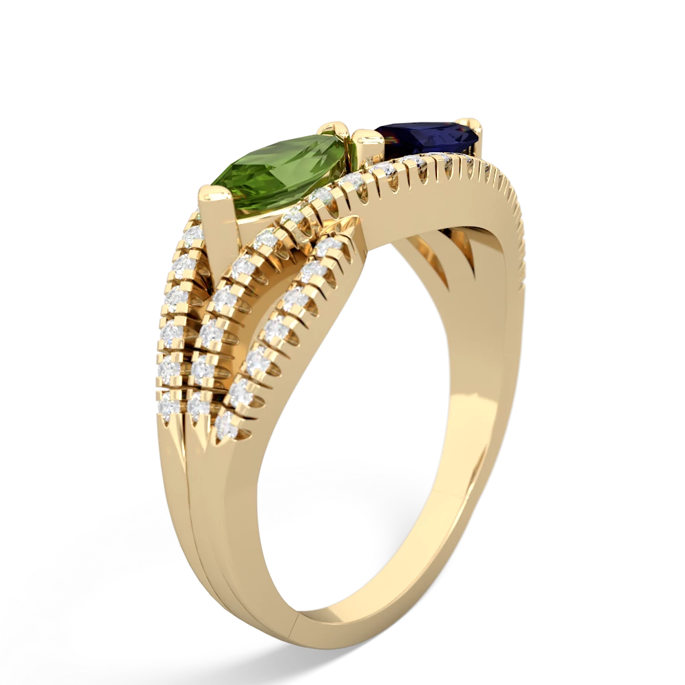 Peridot Diamond Rivers 14K Yellow Gold ring R3070