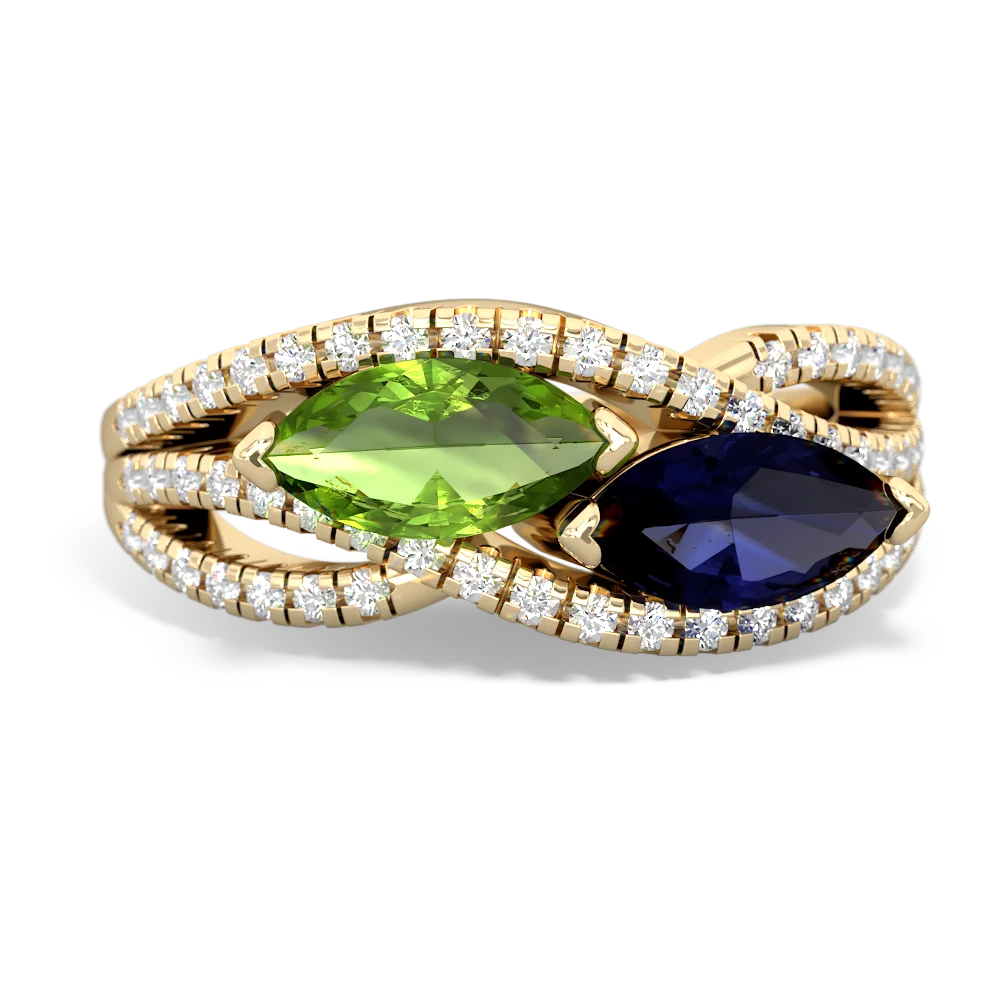 Peridot Diamond Rivers 14K Yellow Gold ring R3070