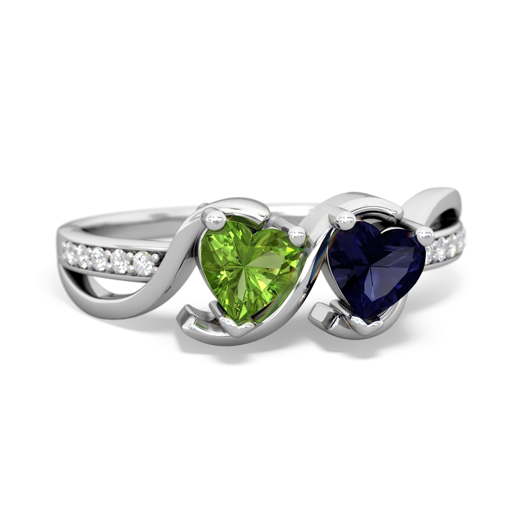 Peridot Side By Side 14K White Gold ring R3090