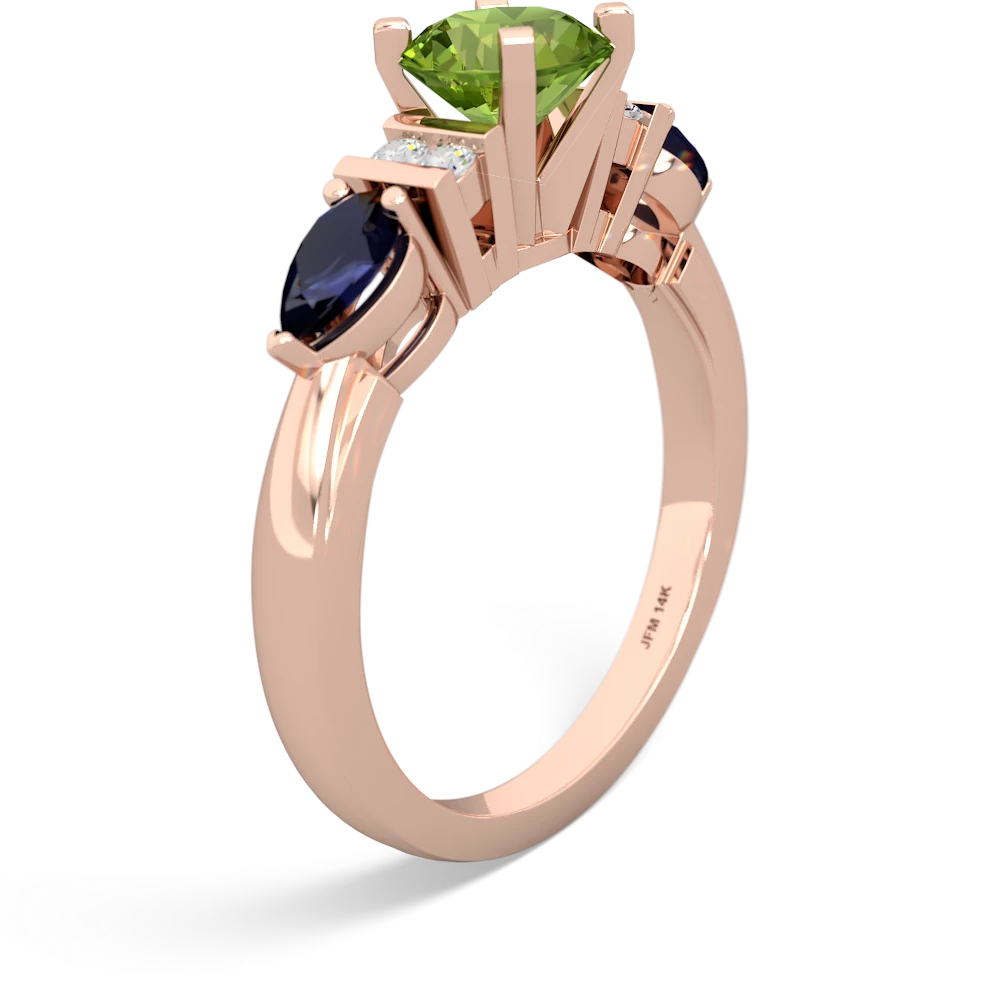 Peridot 6Mm Round Eternal Embrace Engagement 14K Rose Gold ring R2005