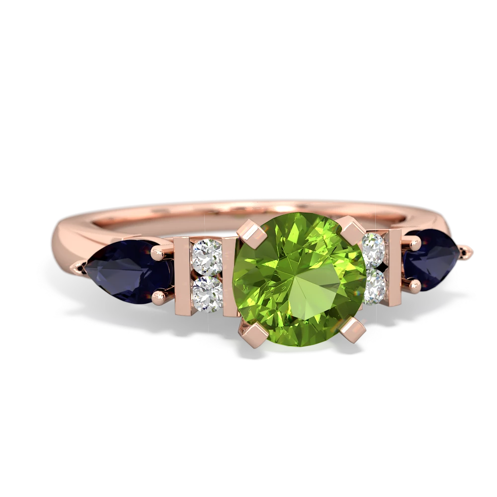 Peridot 6Mm Round Eternal Embrace Engagement 14K Rose Gold ring R2005