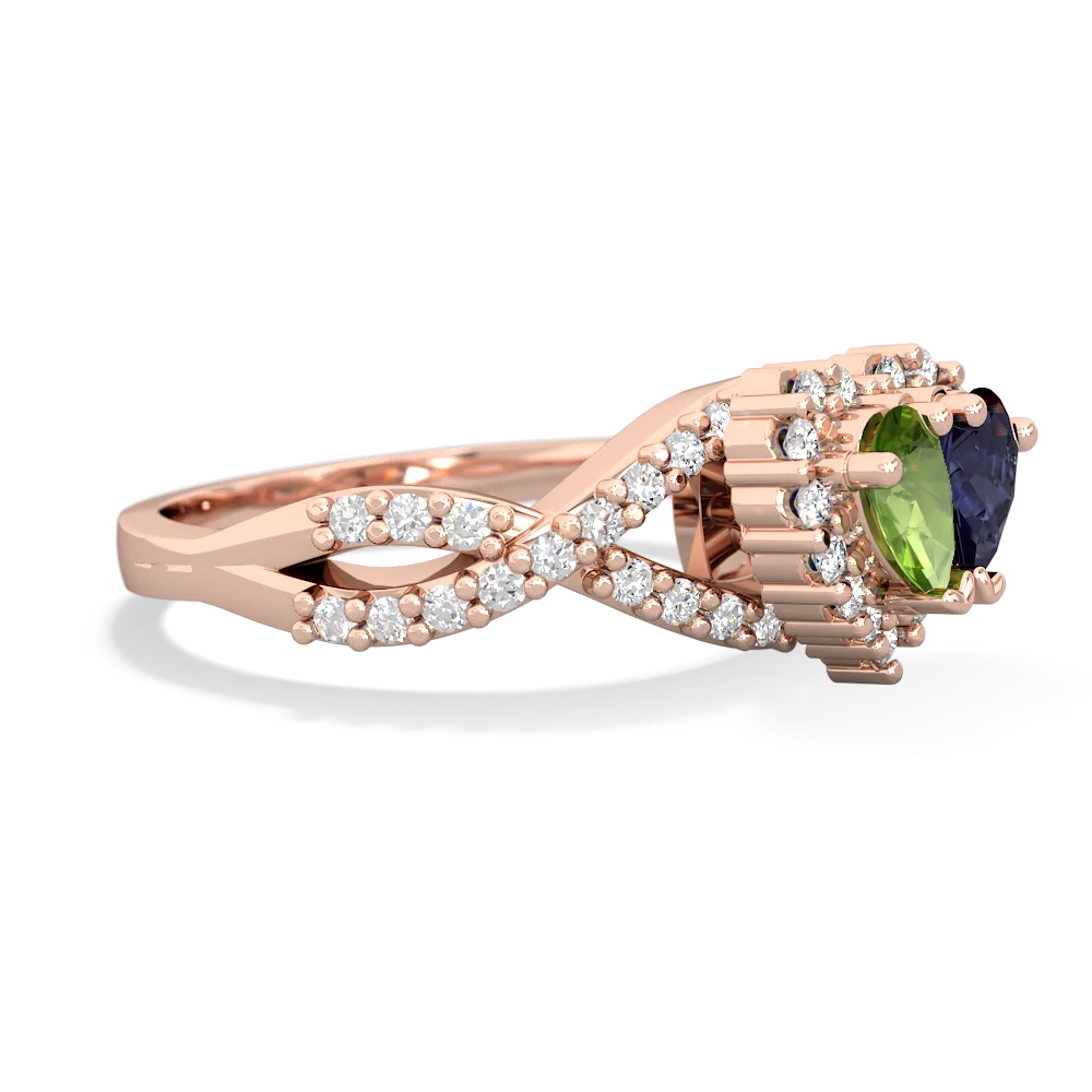 Peridot Diamond Twist 'One Heart' 14K Rose Gold ring R2640HRT