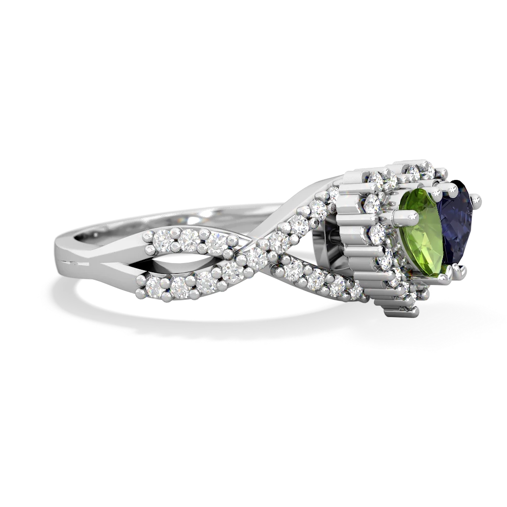 Peridot Diamond Twist 'One Heart' 14K White Gold ring R2640HRT