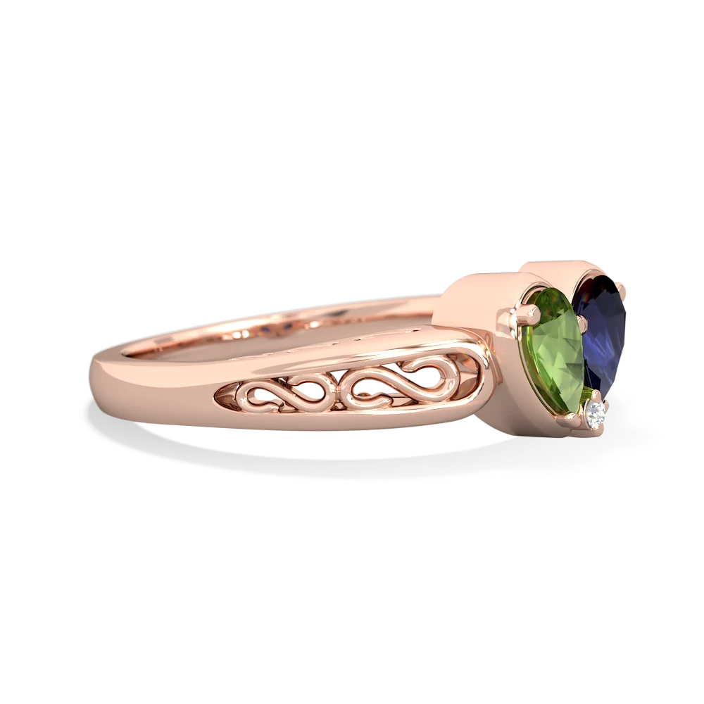 Peridot Filligree 'One Heart' 14K Rose Gold ring R5070