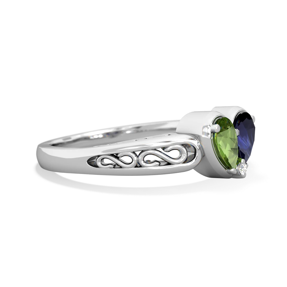 Peridot Filligree 'One Heart' 14K White Gold ring R5070