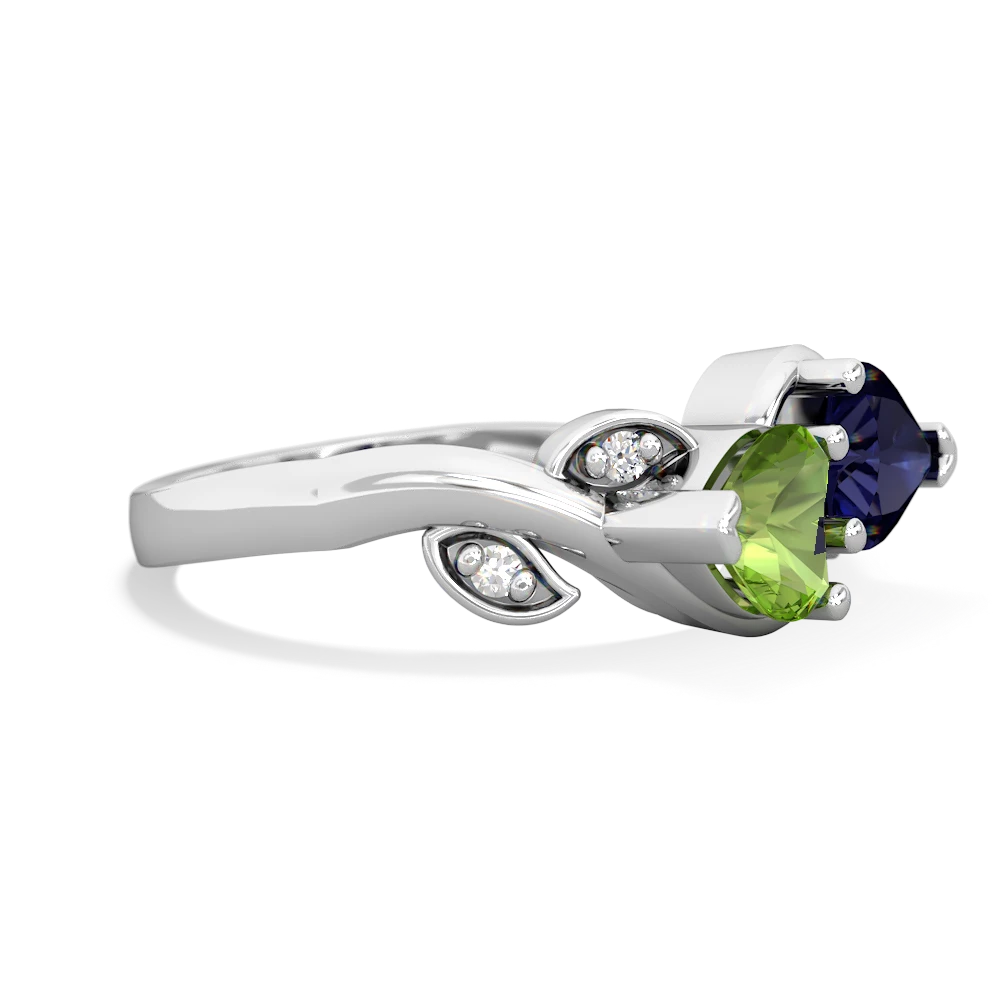 Peridot Floral Elegance 14K White Gold ring R5790