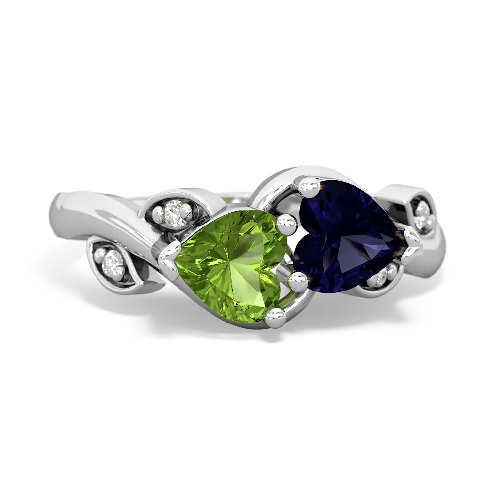 Peridot Floral Elegance 14K White Gold ring R5790