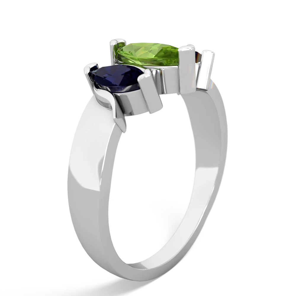 Peridot Three Peeks 14K White Gold ring R2433