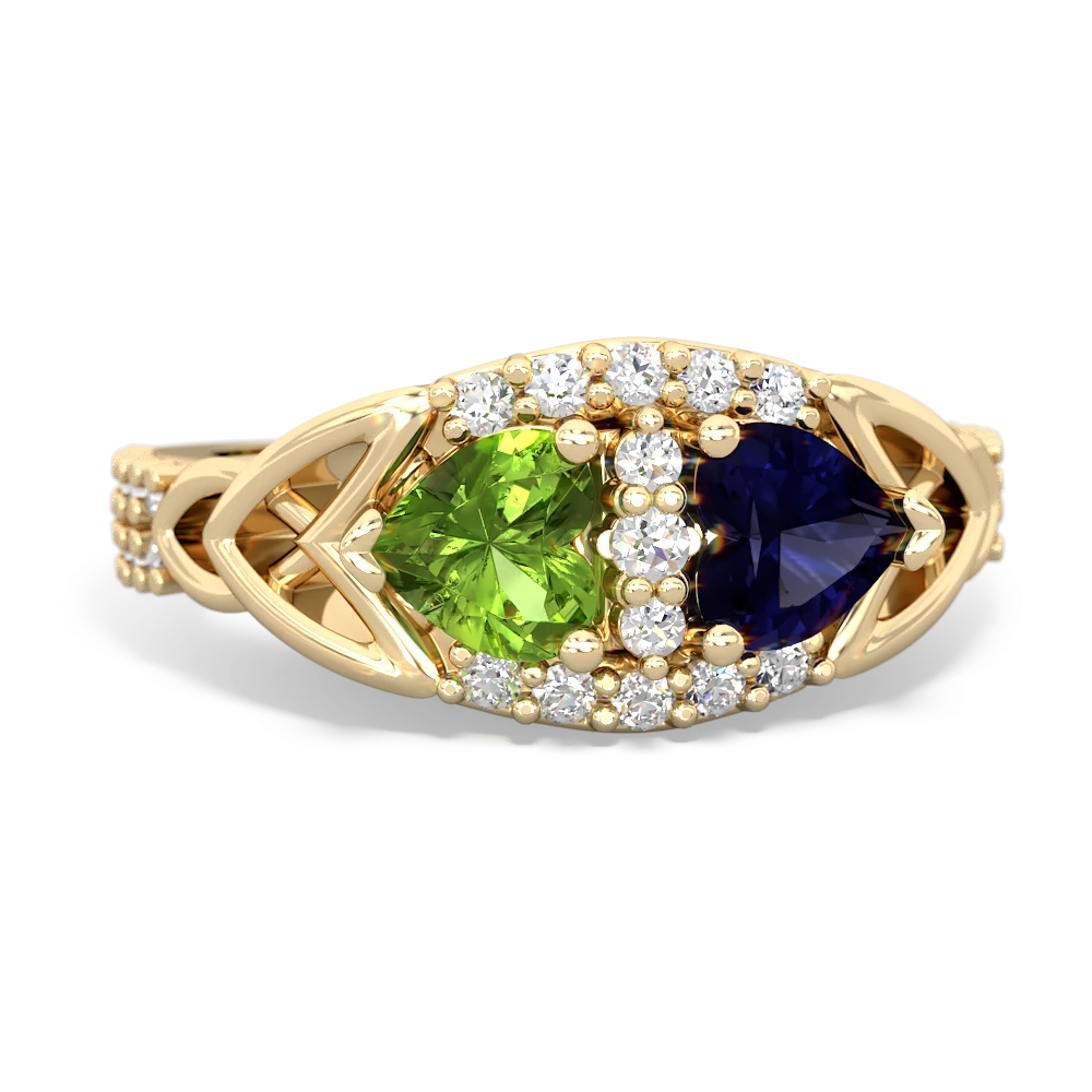 Peridot Sparkling Celtic Knot 14K Yellow Gold ring R2645