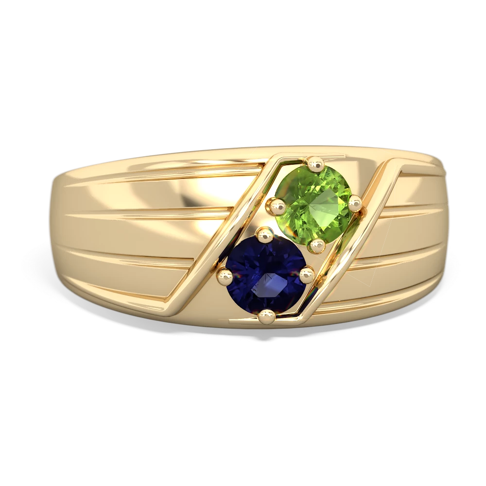 Peridot Men's Streamline 14K Yellow Gold ring R0460