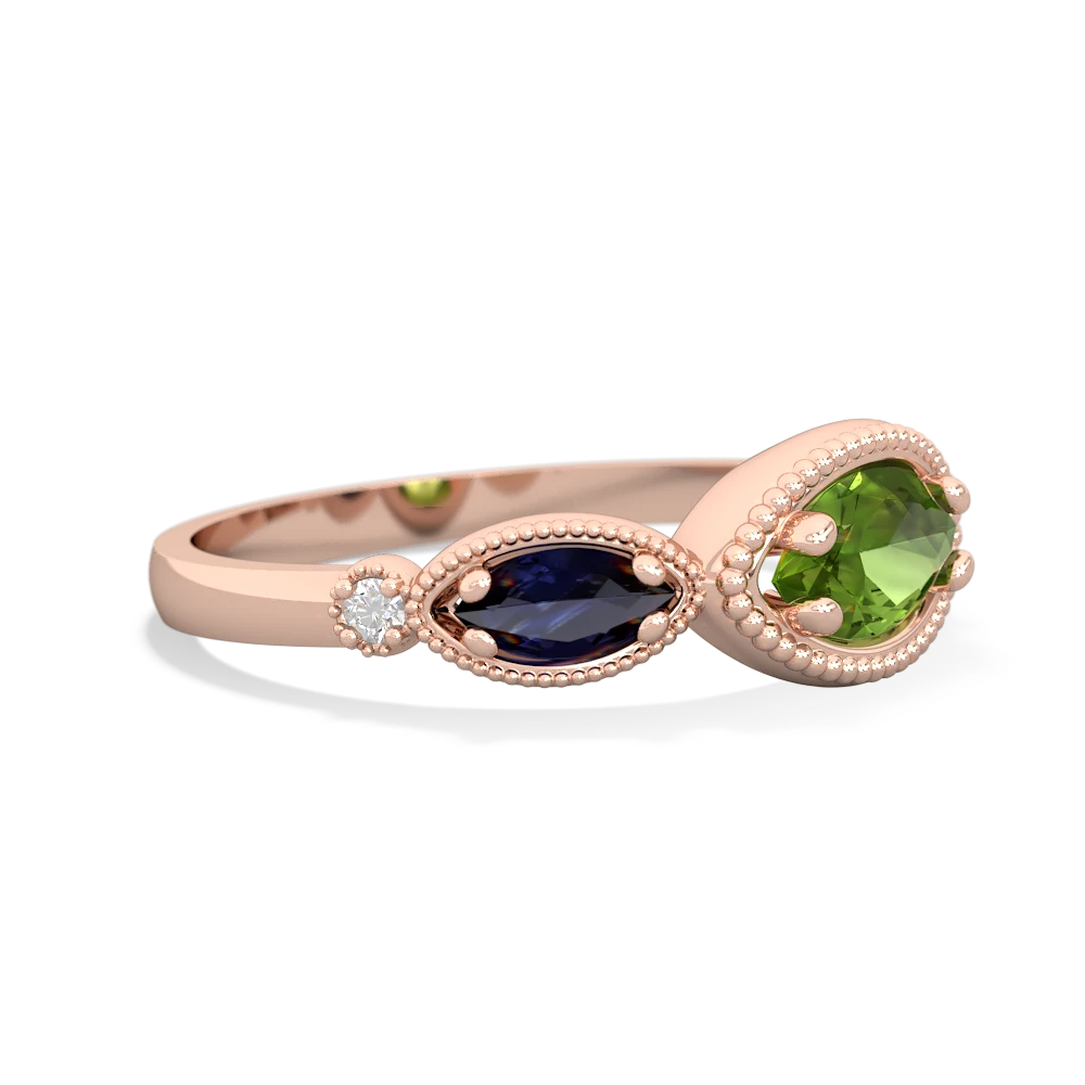 Peridot Milgrain Marquise 14K Rose Gold ring R5700