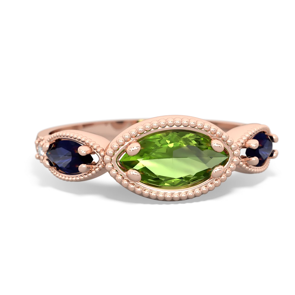 Peridot Milgrain Marquise 14K Rose Gold ring R5700