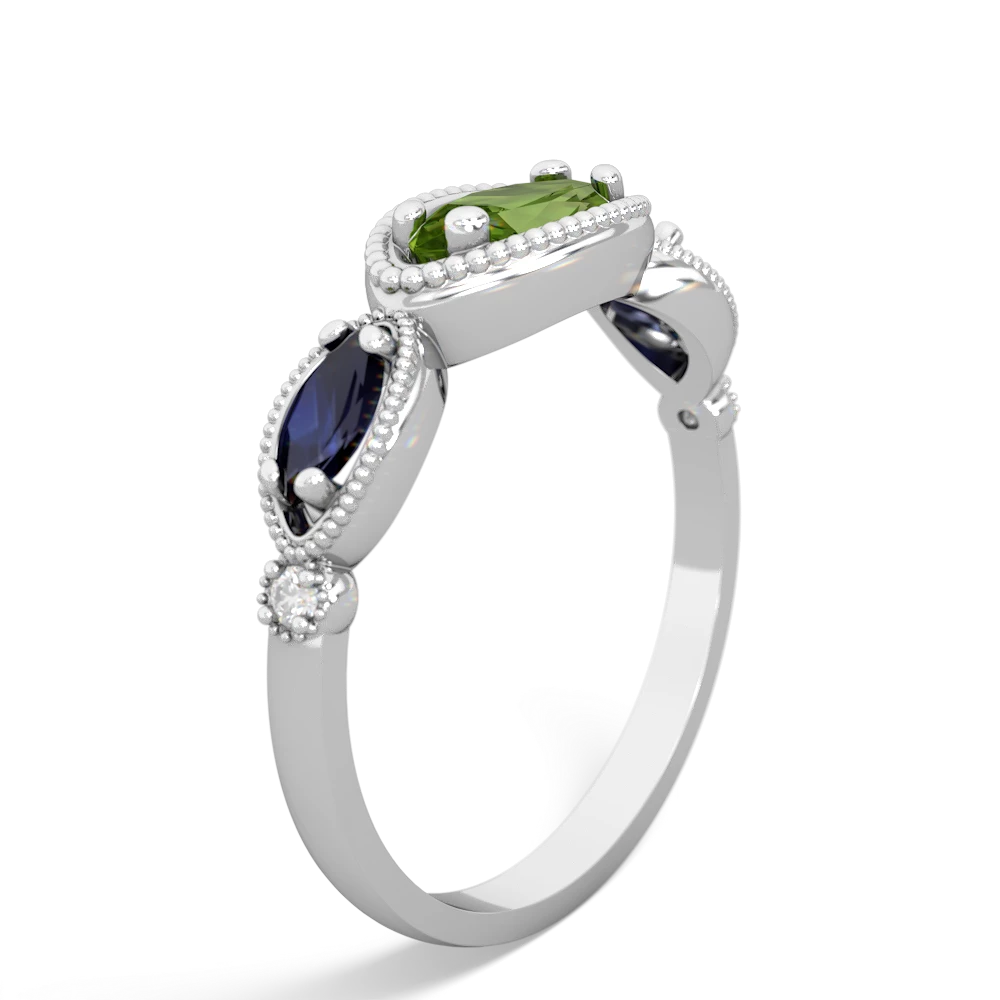 Peridot Milgrain Marquise 14K White Gold ring R5700