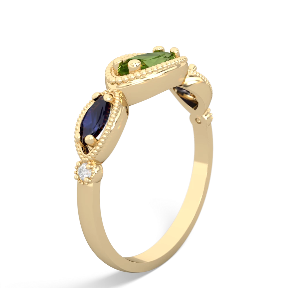 Peridot Milgrain Marquise 14K Yellow Gold ring R5700