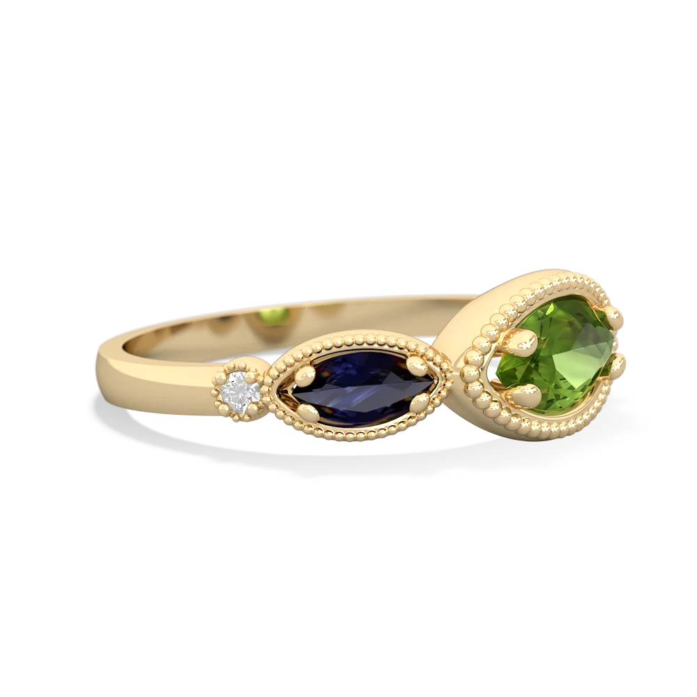 Peridot Milgrain Marquise 14K Yellow Gold ring R5700