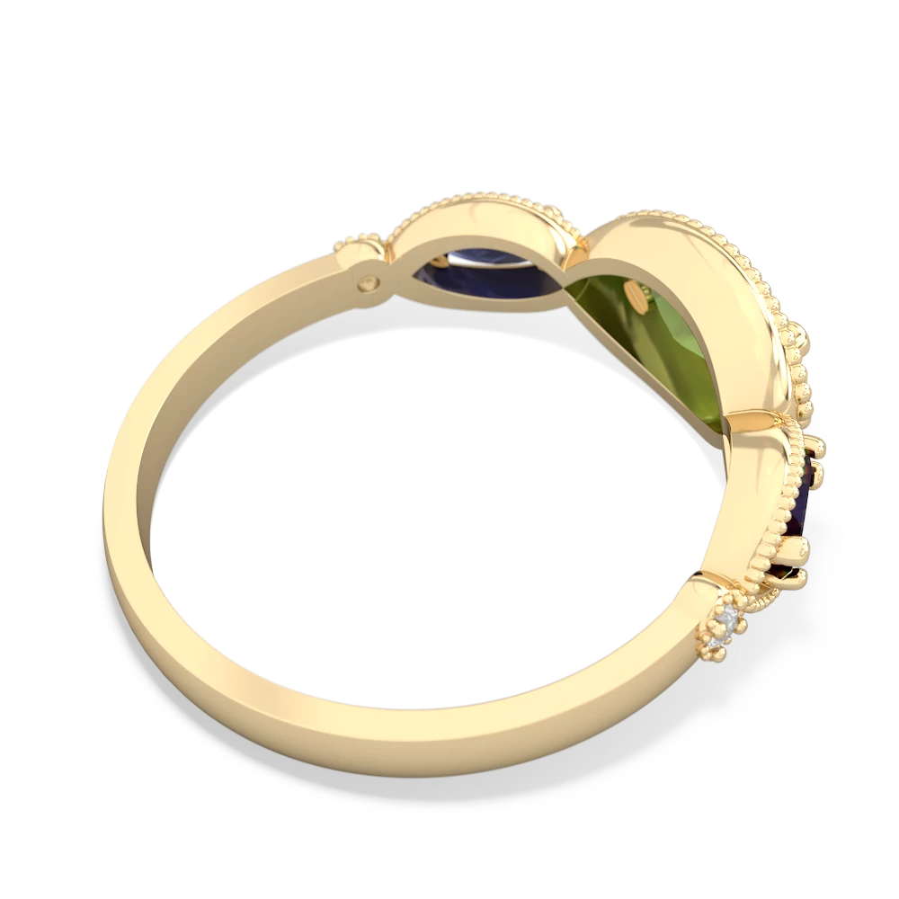 Peridot Milgrain Marquise 14K Yellow Gold ring R5700