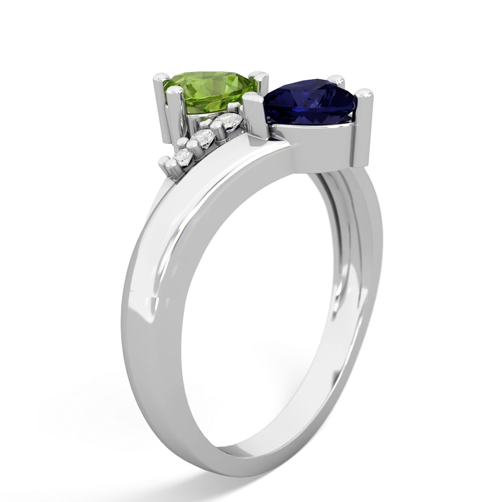 Peridot Heart To Heart 14K White Gold ring R2064