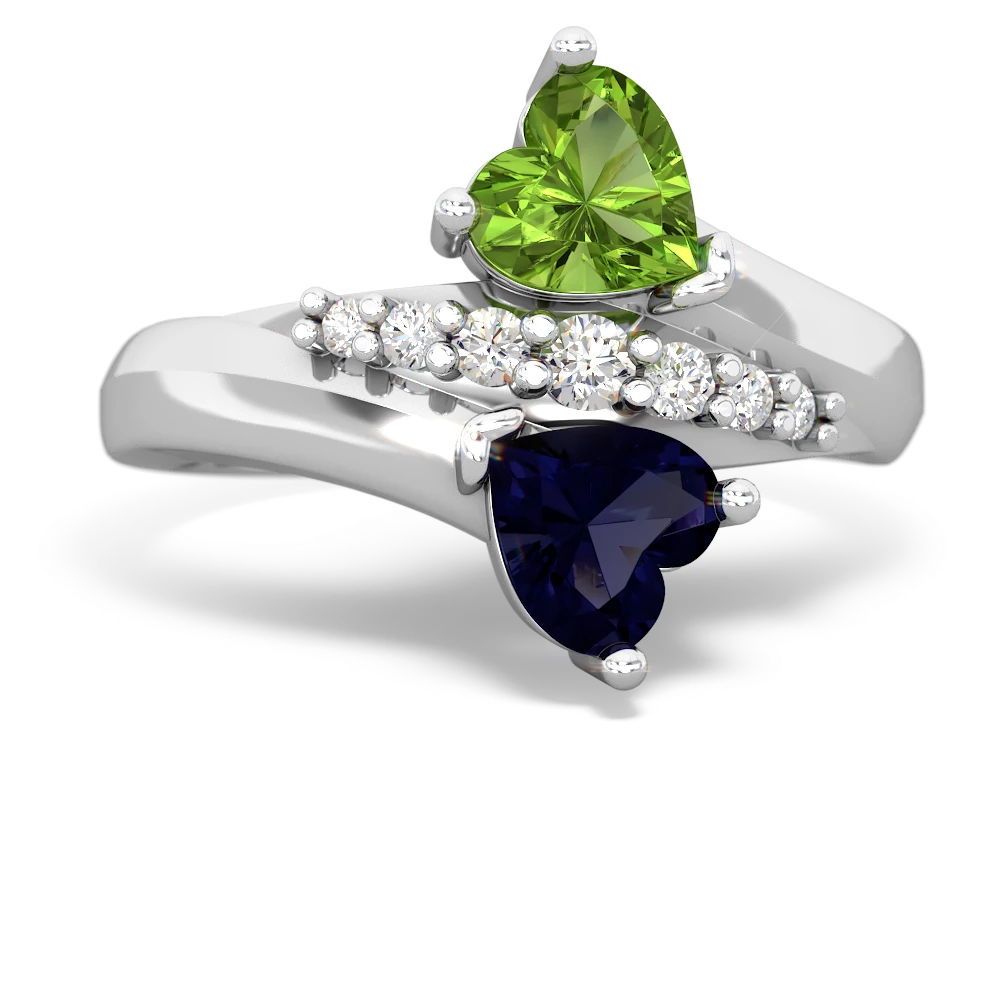 Peridot Heart To Heart 14K White Gold ring R2064