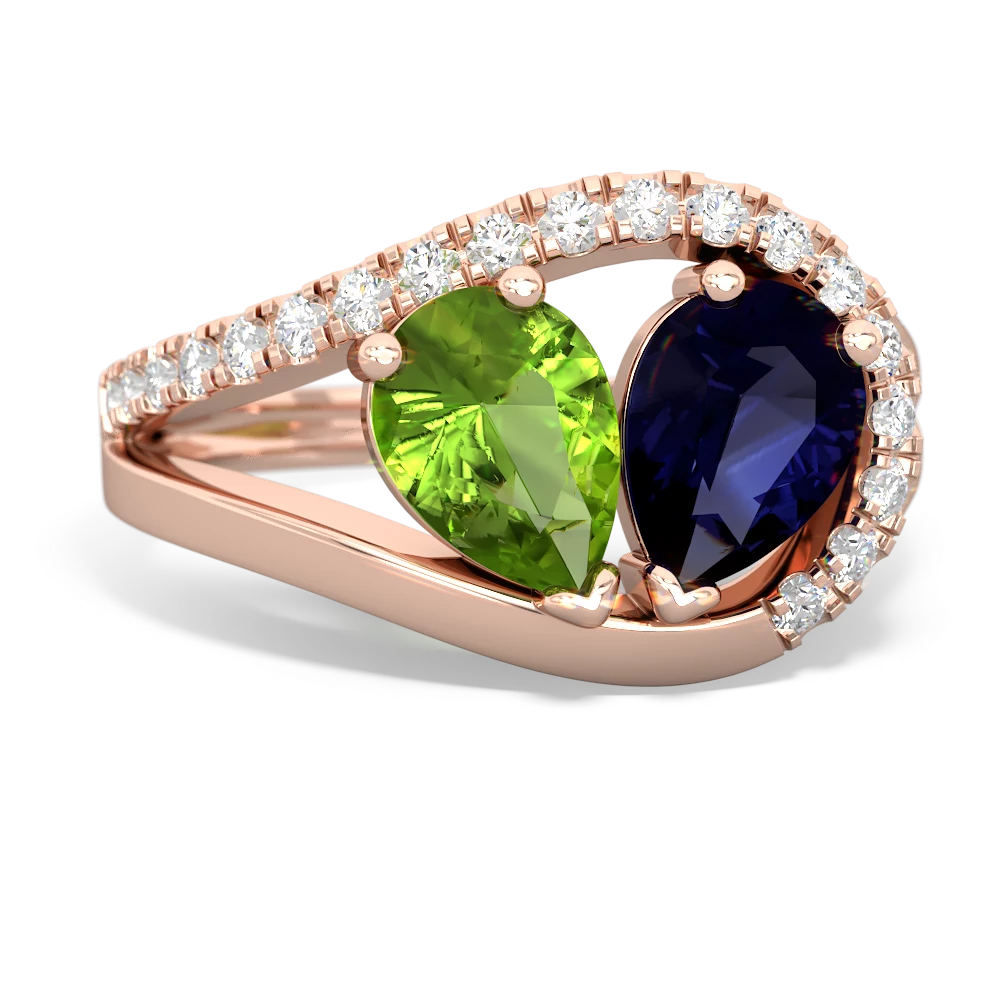 Peridot Nestled Heart Keepsake 14K Rose Gold ring R5650