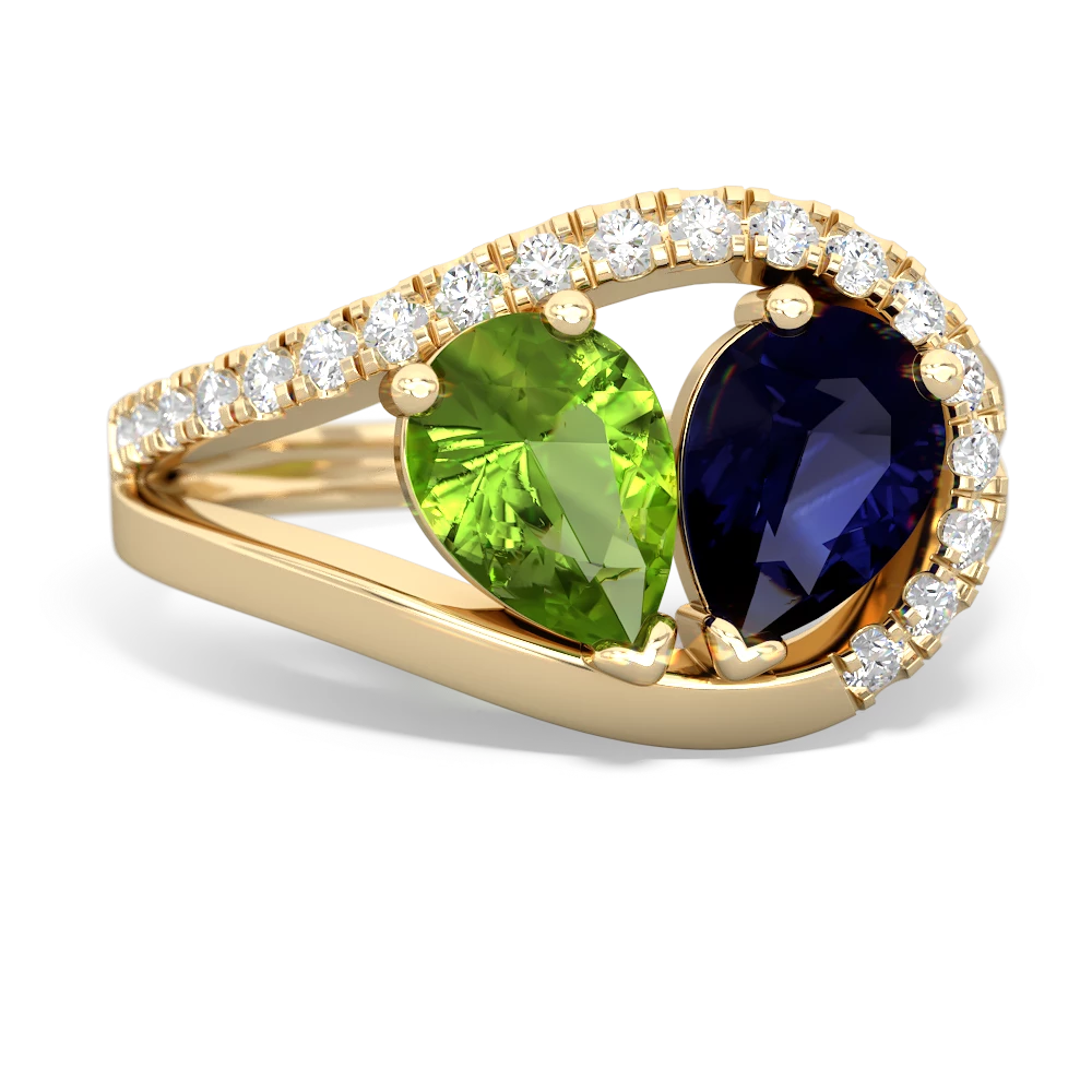 Peridot Nestled Heart Keepsake 14K Yellow Gold ring R5650