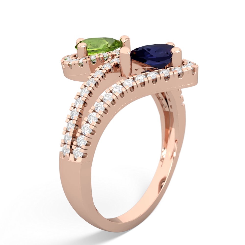 Peridot Diamond Dazzler 14K Rose Gold ring R3000