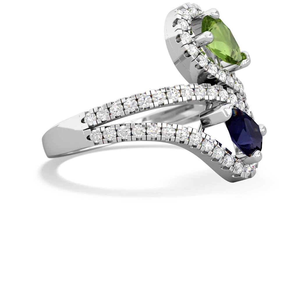 Peridot Diamond Dazzler 14K White Gold ring R3000